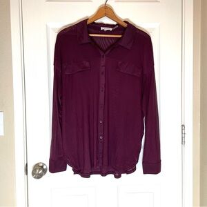 Calvin Klein Women's Deep Purple Button-Up Blouse